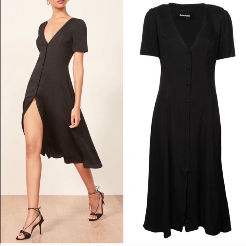 Reformation Locklin Dress, black, size 6
